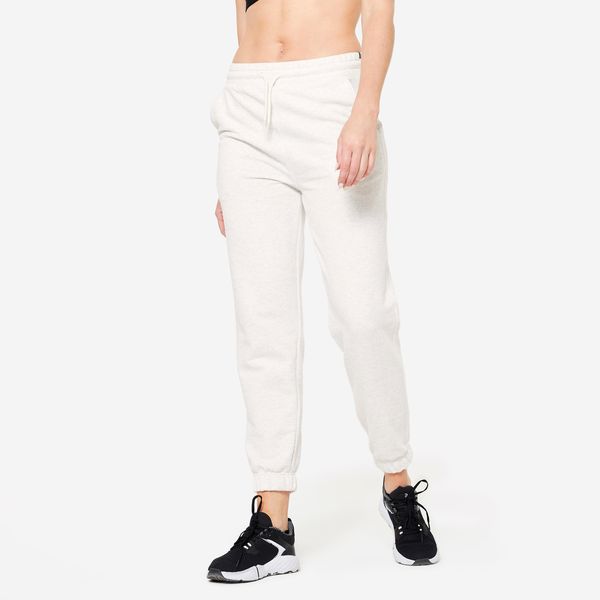 Domyos Women's Regular-Fit Fitness Bottoms 500 Essentials - Mottled White