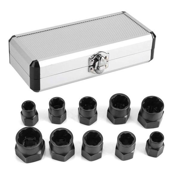 BasicX 10 Piece Nut Extractor Set, Carbon Steel Screw Removal, Anti-Corrosion