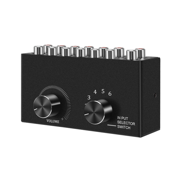 6 in 1 Out L / R Stereo Audio Switcher with Mute Button