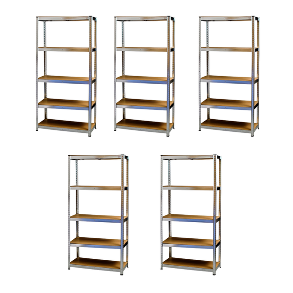 Set of 5 - 5-Tier Steel Storage Shelving Units | Adjustable &amp; Modular Racks
