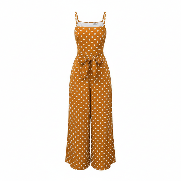 Women's Polka Dot Jumpsuit - Yellow
