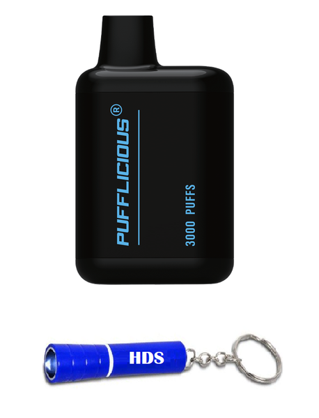 Pufflicious 3000 Puff 50mg Vape - Blueberry Grape with HDS Branded Keyring