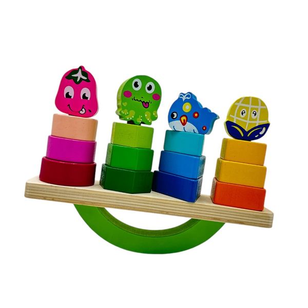 Wooden Stacking Balancing Blocks for Kids - 17 Pieces