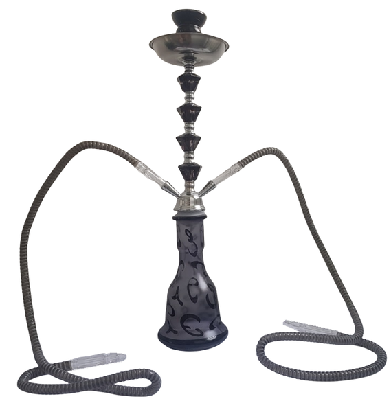 Black Frosted twirl Tall Hookah - Hubbly Bubbly - Twin Pipe