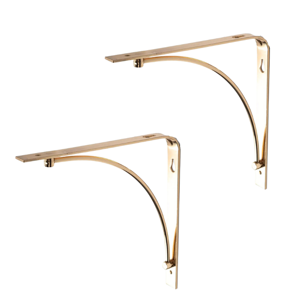 Pack of 2 Shelf Brackets, Brushed Gold, 200mm X 200mm