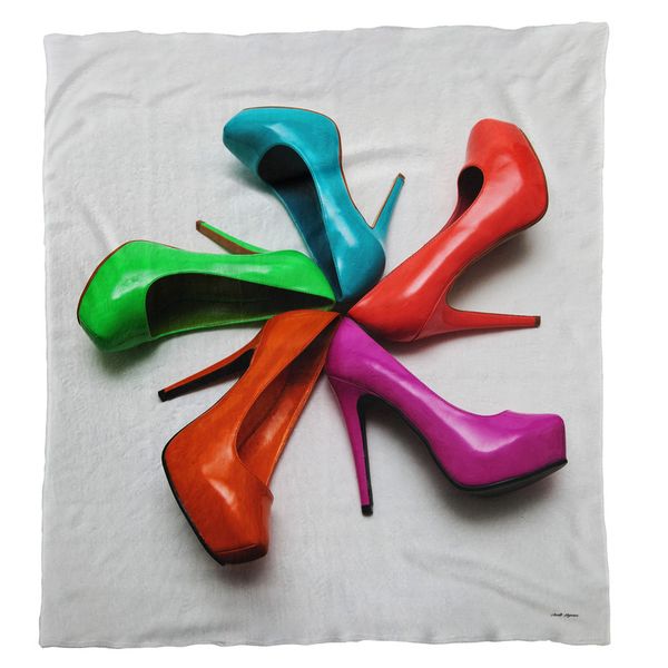 Circle of Shoes Light Weight Fleece Blanket by Annette Heymans