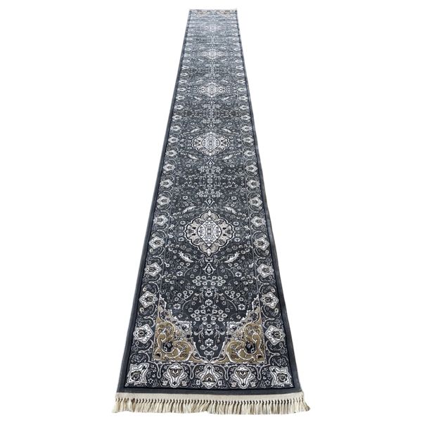 Royal Rugs - Fine Quality Grey Floral Hallway Runner Rug - 600 x 80 cm