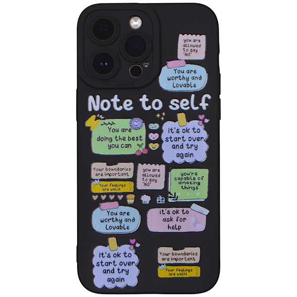Black - Phone Case with Note to Self - Iphone 15 Pro Max