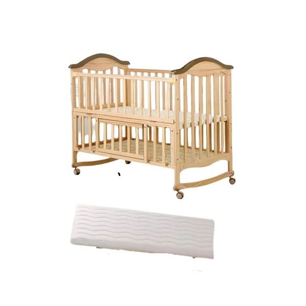 Wooden Baby Crib Cot With Mattress