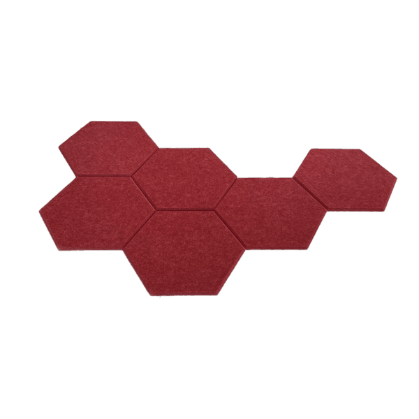 Hexagon Acoustic Panel - Red - 6 Pack
