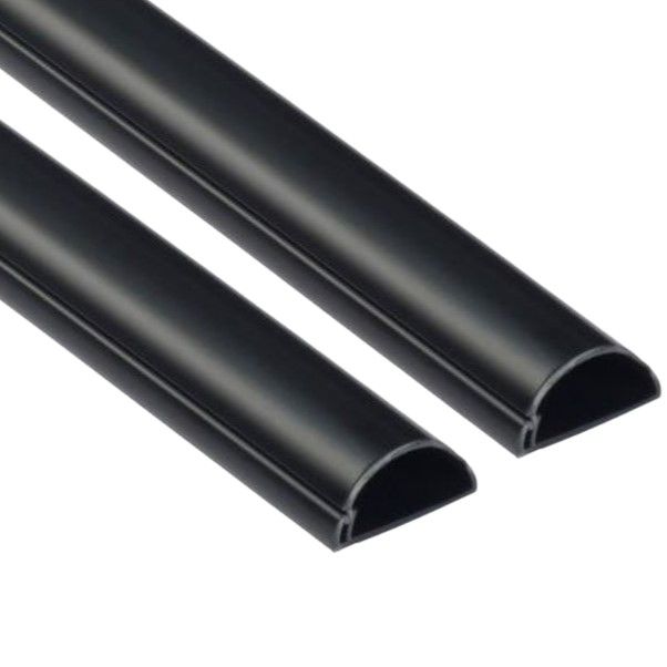 2 Pack D Line Half Round Cable Management Trunking 30x15mm X 2m 