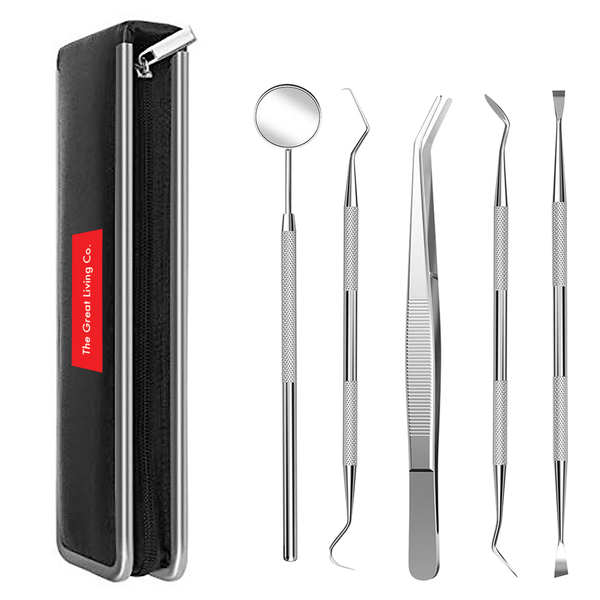 Stainless Steel Professional Dental Cleaning Plaque Remover Tool Kit 5 Pieces