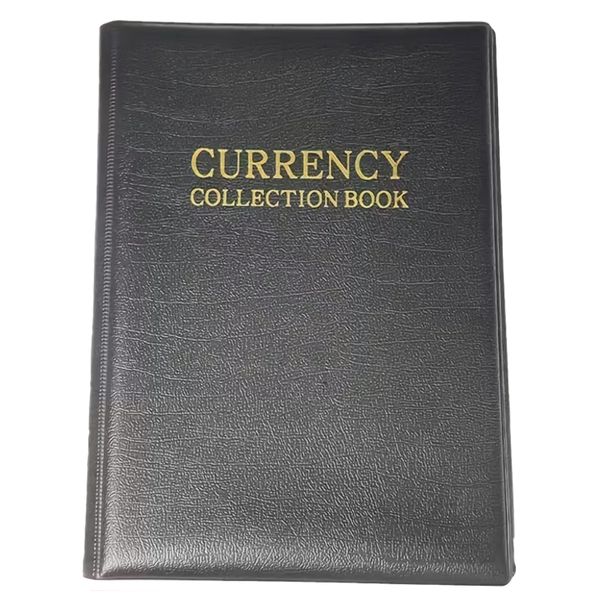 Stationery 100 Coins &amp; 15 Notes Leather Currency Collection Album - 28.5cm