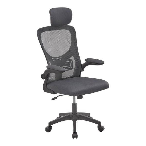 Everfurn Kira High Back Office Chair with Headrest - Grey with Black Frame