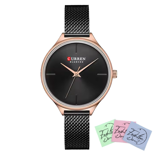 Curren - Women Luxury Stainless Steel Slim Watch - Black