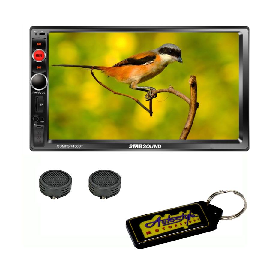 Starsound 7" D/Din Bluetooth Media Player & Evo Tweeters & Gel Key