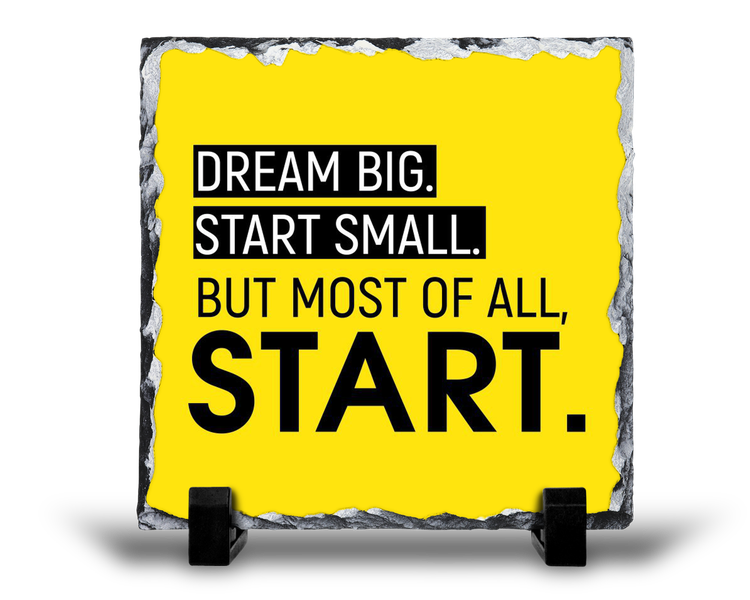 Dream Big Start Small Inspiration Gift Rock Slate