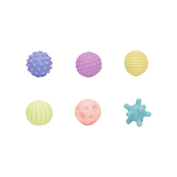 LANCI-Infant Teether &amp; Squeeze Sensory Colorful Tactile Soft Ball Toy - 6pc