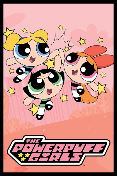Powerpuff Girls (Stars) Poster with Black Frame - 66cm x 96.5cm