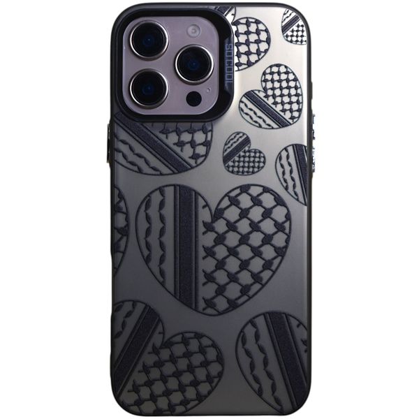 Phone Case with Heart Pattern - Compatible With 16 Pro Max - Chrome