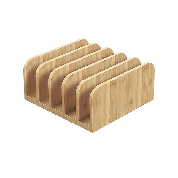 Wooden File Organizer Rack for Home Desk Mail Document Holder with 5 Slots