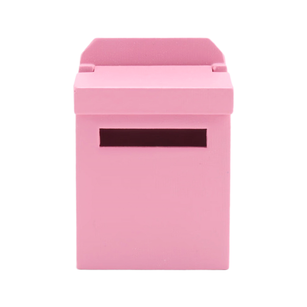 1/12 Wooden Mailbox Dollhouse Miniature Fairy Garden Decor Pink