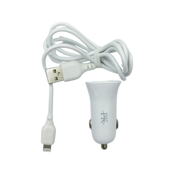 PK 12W Dual USBCar Charger With Lightning Cable - PK22
