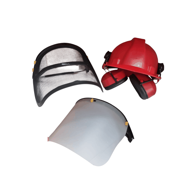 Grass Cutting Safety Helmet with Ear &amp; 2 Face Protection Visors