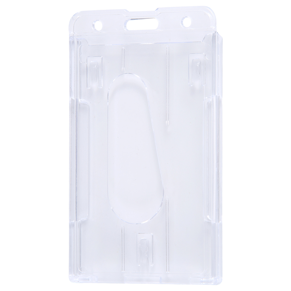 Vertical Hard Plastic Badge Holder Double Card Id Multi 10x6Cm