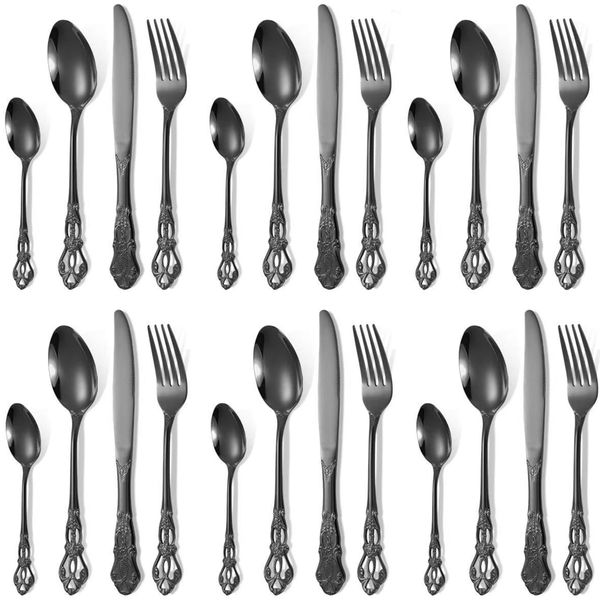 Royal Cutlery Set,24Piece Cutlery Set Flatware Set Polished Dishwasher Safe