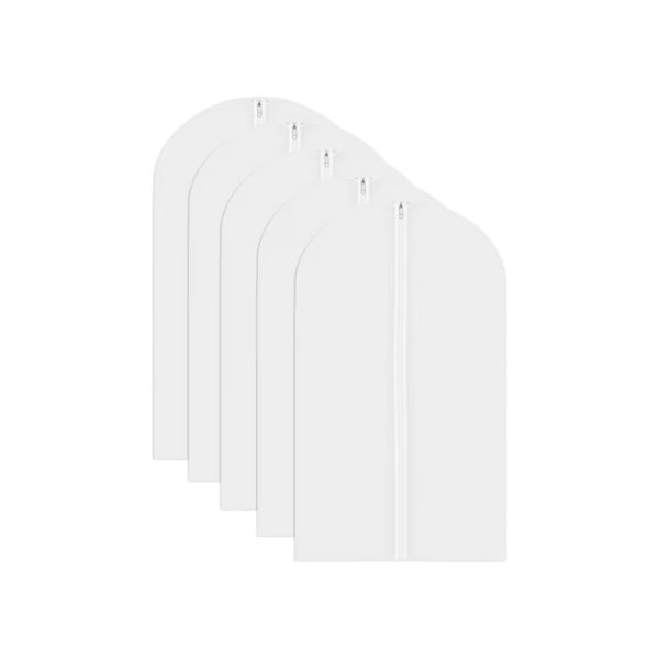 Clear Garment Bag 60 x 80cm Breathable Full Zipper Dust Cover Pack of 5
