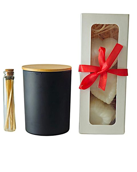 Luxury Gift Set - Scented Candle, Heart-Shaped Soaps &amp; Glass Match Jar