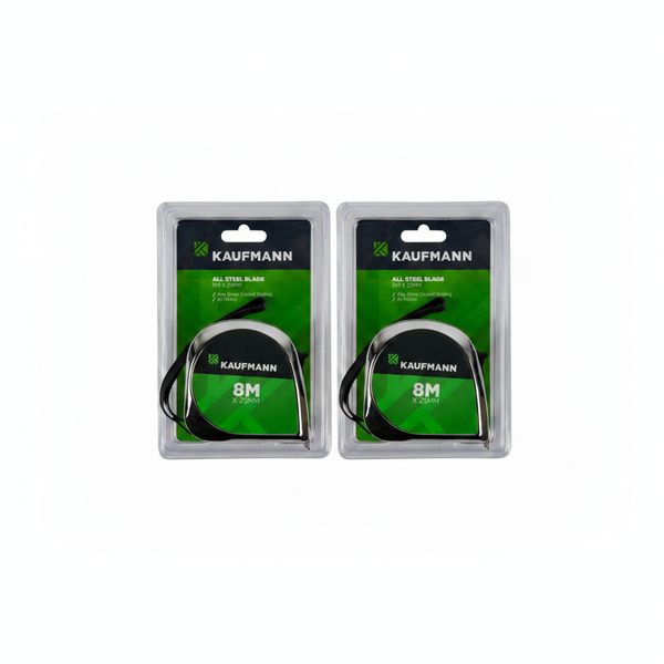 Kaufmann 8m Steel Tape Measure - 25mm Wide, Durable &amp; Flexible - 2 Pack