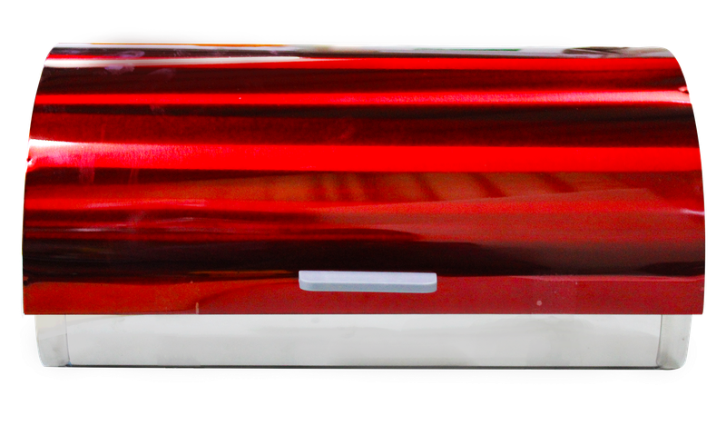 Metallic Red Bread Bin with Polished Mirror Finish Body - Double Loaf