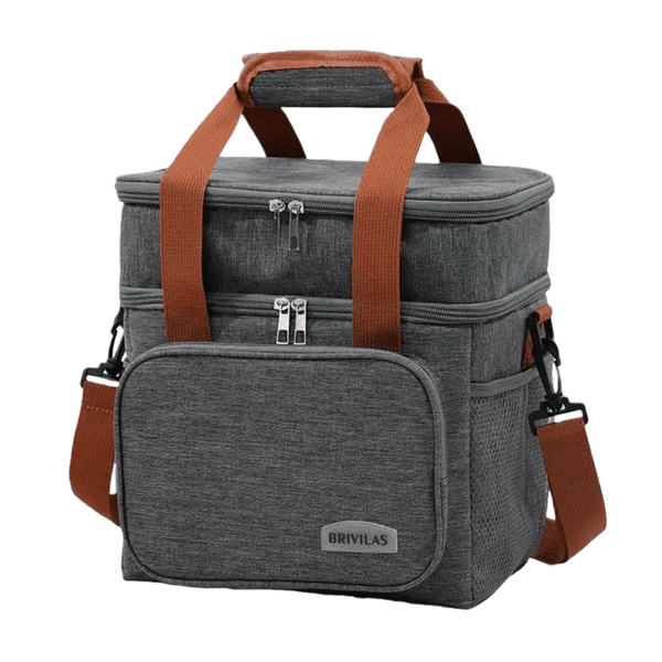 Large Double Lunch Cooler Bag With Strap-Grey