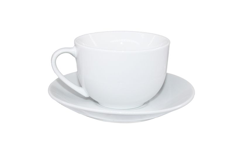 12 Piece Fine Bone Tea Cup &amp; Saucer Drinkware Set - Pure White