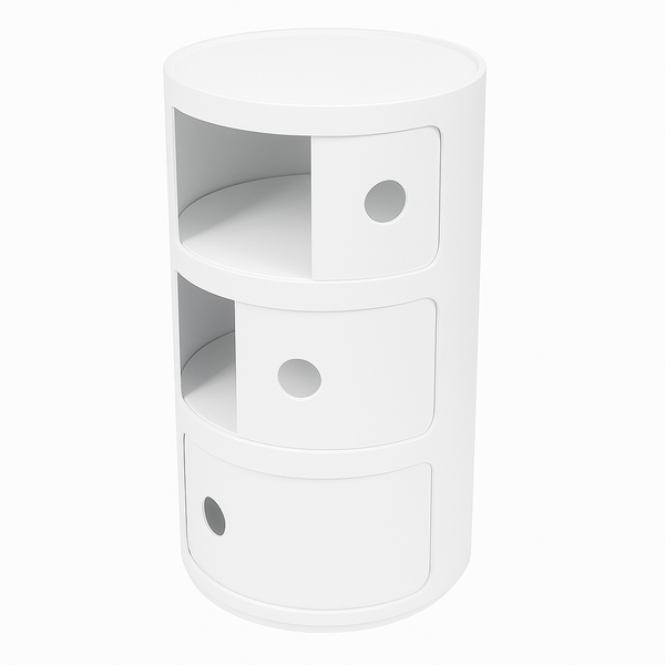 MFurn - 3-Tier Round Storage Side Table - Modern Bedside Organiser