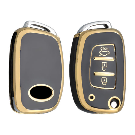 Premium Tpu Car Key Cover Compatible With Hyundai 3 Button Black & Gold, Shop Today. Get it Tomorrow!