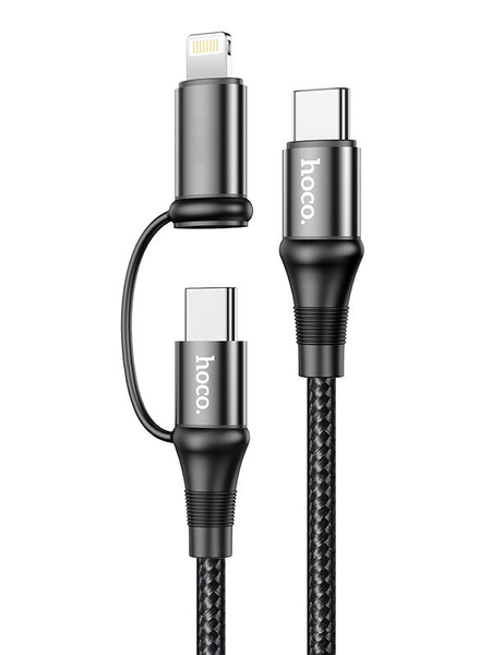 Hoco 60W 2-in-1 Fast Charging USB Type-C To Type-C &amp; Connector Cable For iPhone - X50