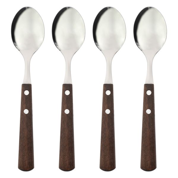 Regent Kitchen Spoons with Wooden Handles - 4 Piece Set
