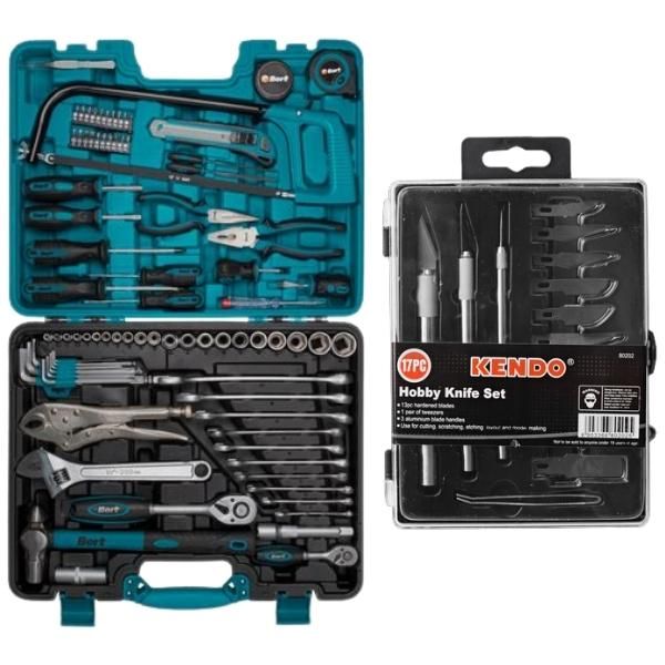 Kendo - Knifes and Blades Set (17Piece) and DIY Hand Tool Set (86 Pieces)