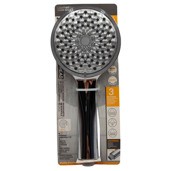 Lightweight Handheld Showerhead with 3 Spray Settings Universal Fit