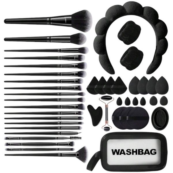 43 Piece Facial &amp; Make Up Care Set With Medium Cosmetics Bag - Black