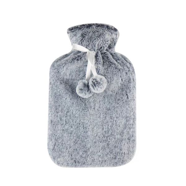 2L Cosy Fluffy Faux Fur Hot Water Bottle with Washable Cover