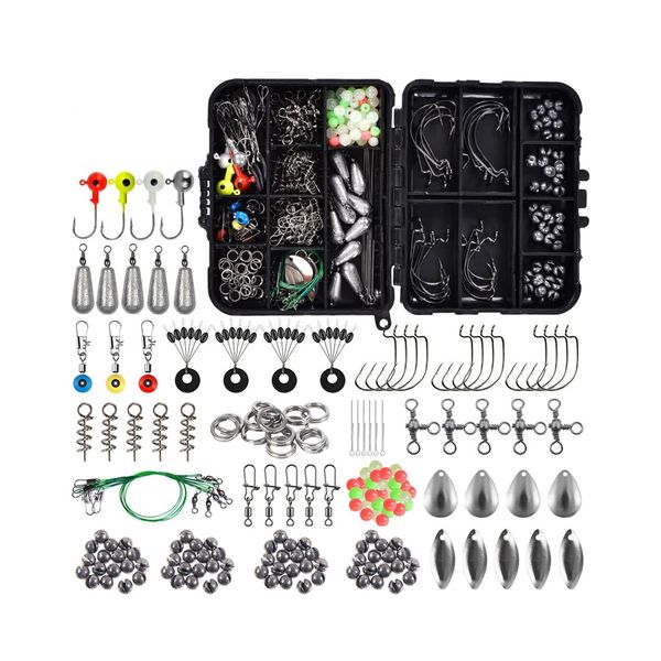 246 Piece Fishing Accessories Fishing Hooks Beads Swivels Snap Sinker Set