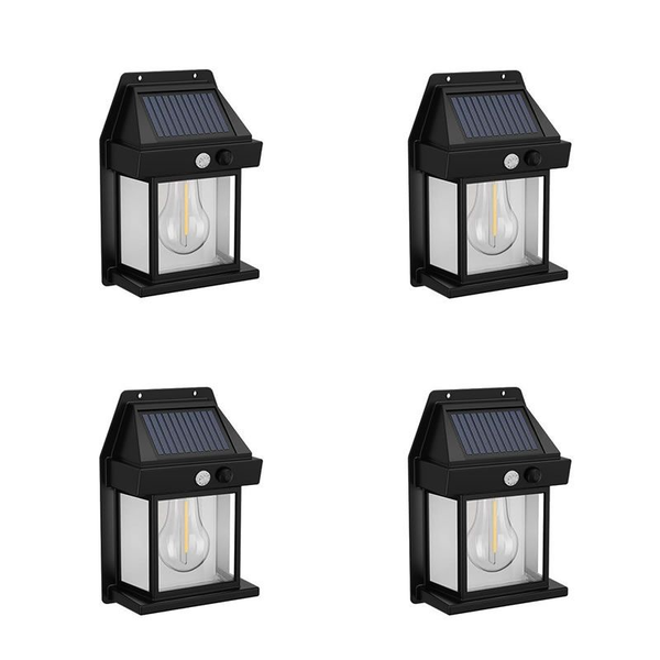 Set Of 4 Solar Interaction Outdoor LED Wall Lamp