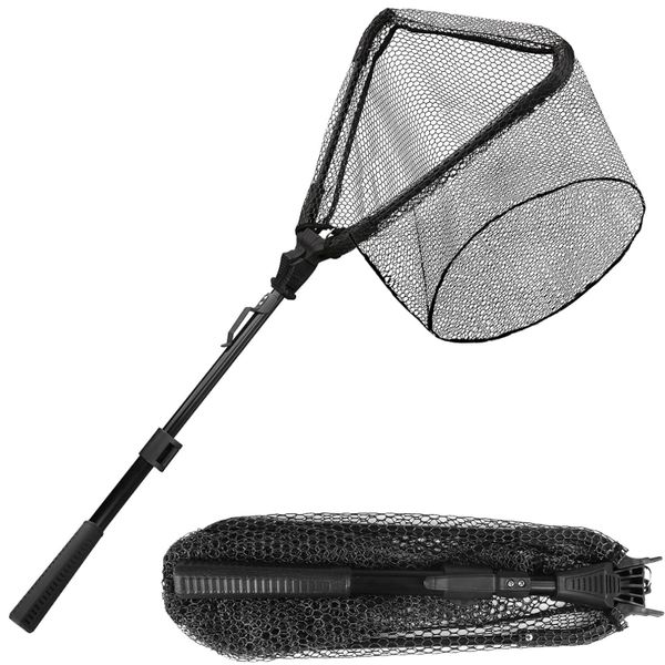 Telescoping Landing Net Collapsible Fishing With Handle-black