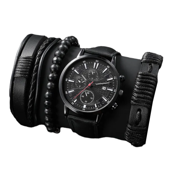 Men Quartz Watch and Bracelet Set