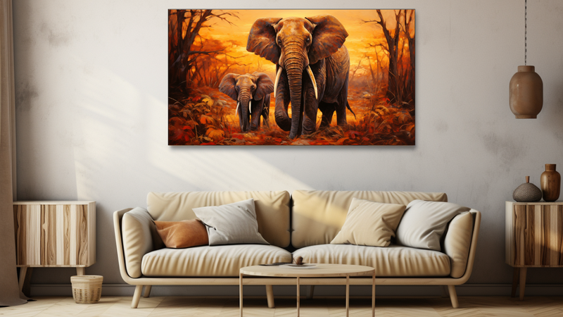 Canvas Wall Art - Gilded Guardians Two Elephants - HD0123