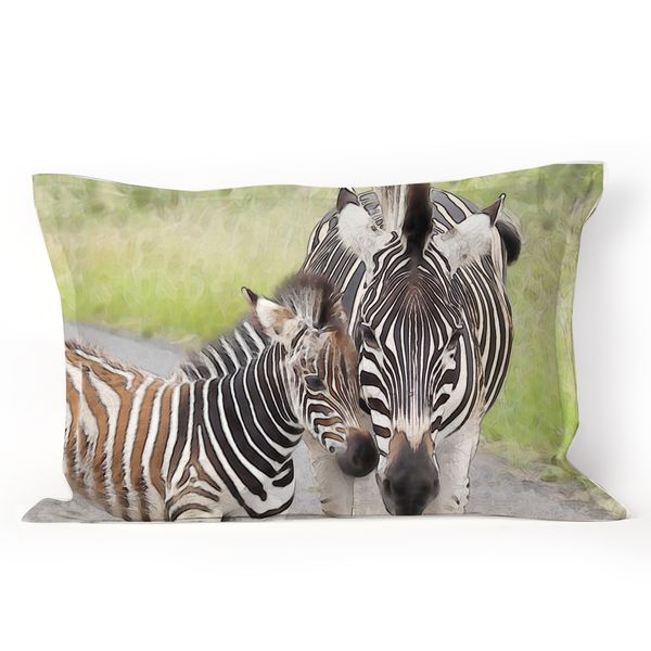 I Love it Here - Mom and Baby Zebra Throw Pillow with Feather Inner